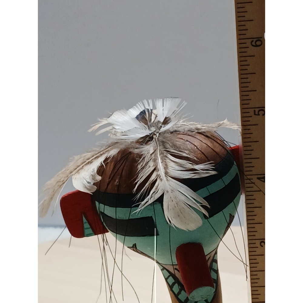 Vintage Hopi Corn Boy Kachina Dance Rattle Signed Saddleblanket Two Faced Shaker - Picture 11 of 16